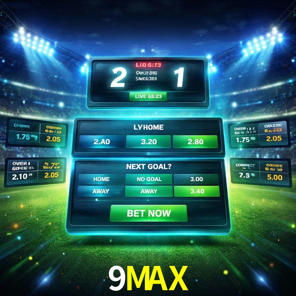 Vista de apuestas en vivo 9MAX durante un partido en curso